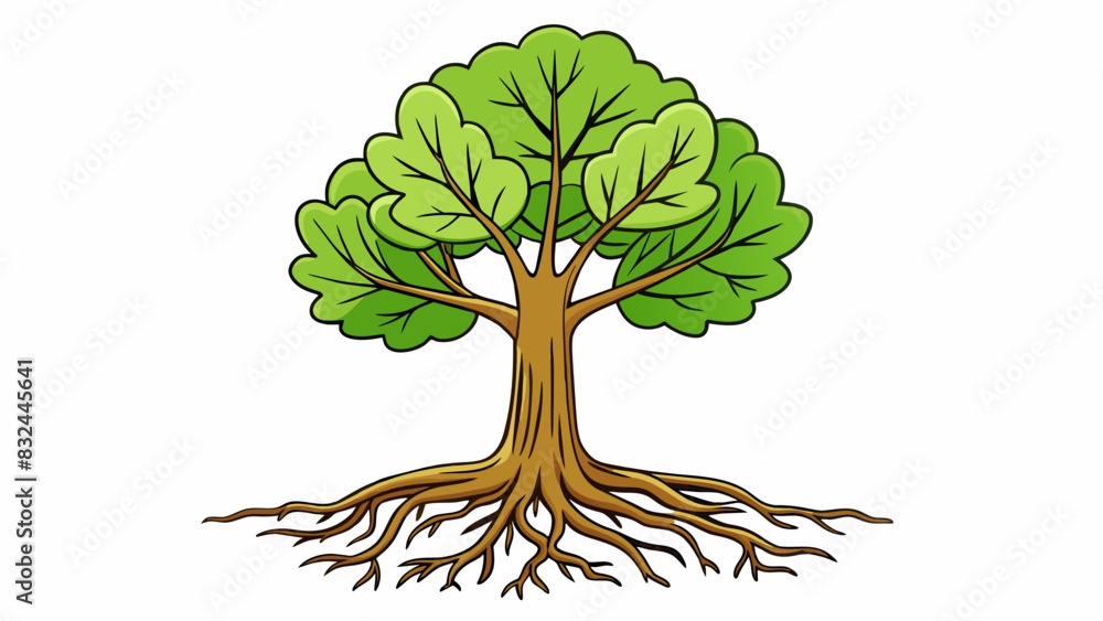 Poster a tree stands tall and straight its roots firmly planted in the ground to support its balanced weigh