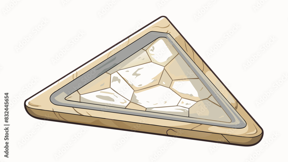 Poster A triangular plate made of smooth marble featuring a soft beige color with s of darker tones running through it. It has a luxurious and sophisticated. Cartoon Vector.