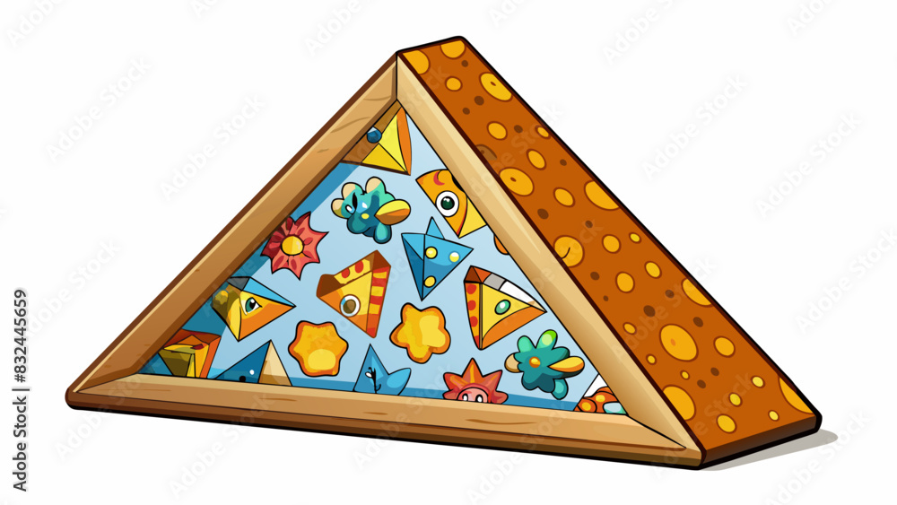 Aufkleber A triangular panel made of fabric with a soft and velvety texture. It is attached to a wooden frame and can be folded in half for easy storage. The. Cartoon Vector.