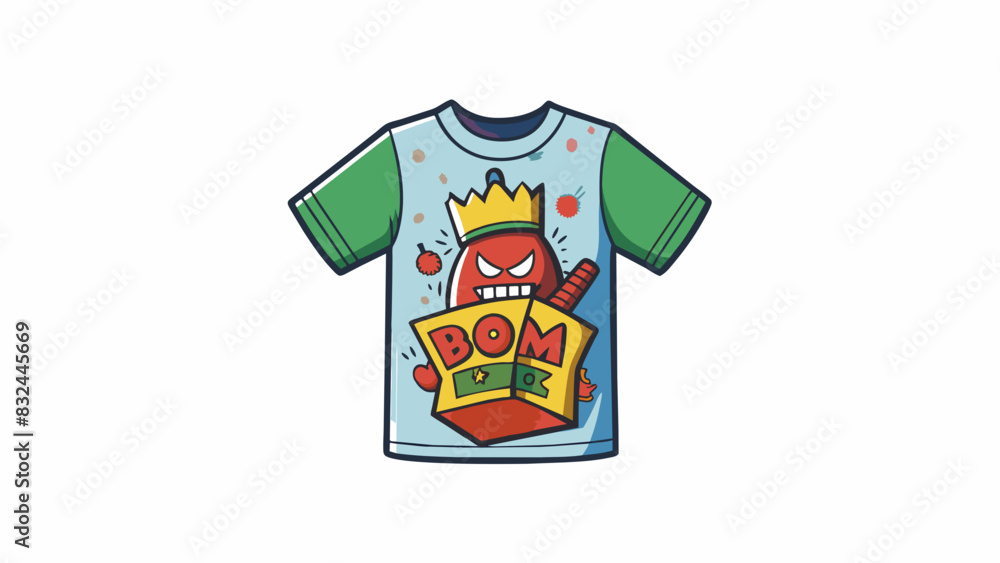 Poster A tshirt with a crude phrase and offensive imagery worn in a setting where it is and disrespectful.. Cartoon Vector.