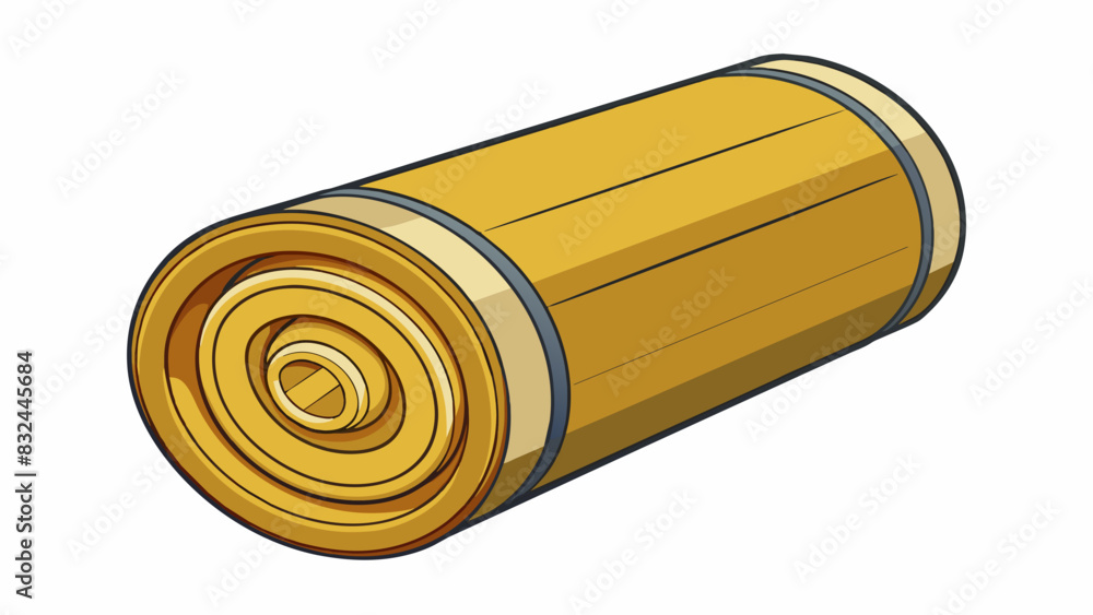 Poster A unique roll was cylindrical in shape resembling a roll of coins. It was made of shiny metal and had ridges along its length for added grip. When. Cartoon Vector.