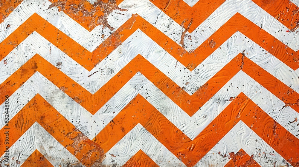 Poster background pattern of zigzag lines in orange and white