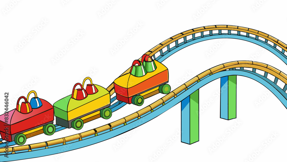 Poster a wild ride on a rollercoaster with carriages zipping through twists and turns at high speeds. the t