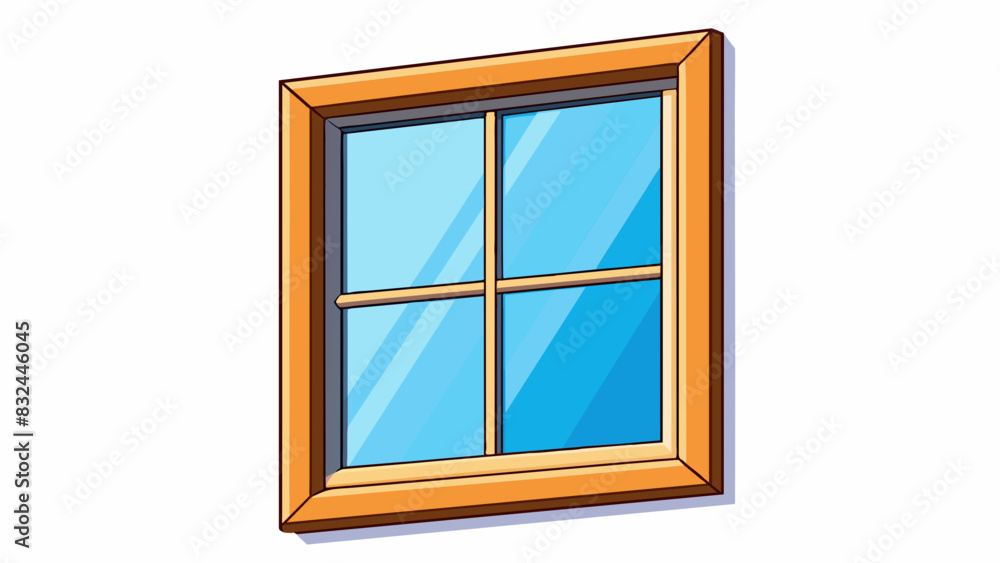 Poster A wide rectangular window with a white frame allowing streams of warm sunlight to illuminate the room.. Cartoon Vector.
