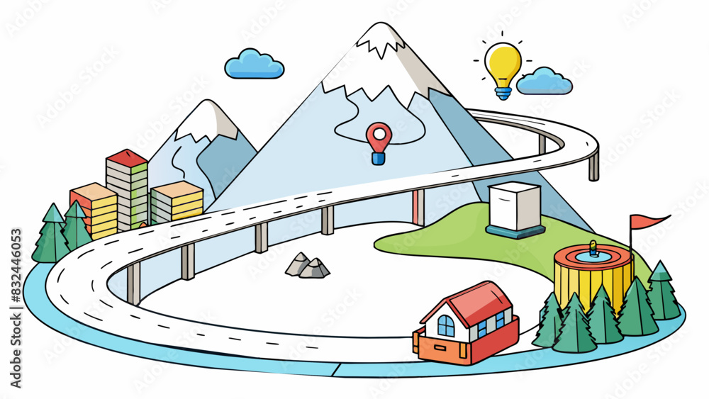 Poster a winding road leading to a beautiful mountain peak symbolizing the journey individuals take when ap