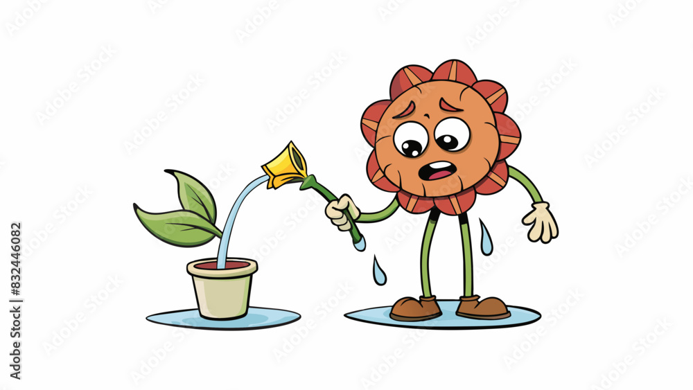 Poster a wilted flower being carefully p in a vase of water its droopy petals slowly standing up again.. ca