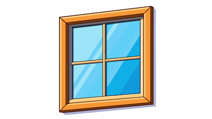 Obraz premium A wide rectangular window with a white frame allowing streams of warm sunlight to illuminate the room.. Cartoon Vector.