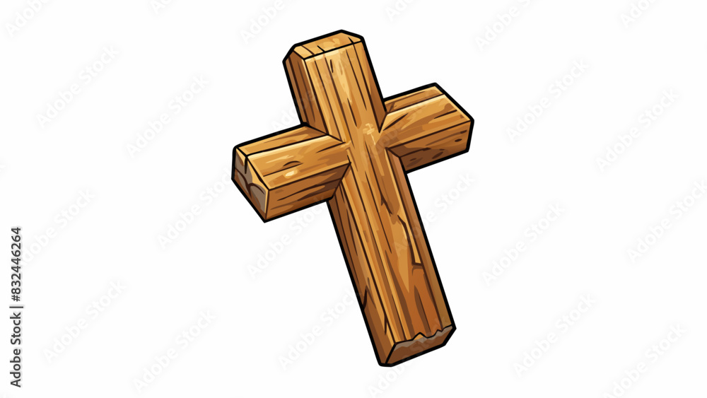 Poster a worn wooden cross representing the ultimate sacrifice and forgiveness.. cartoon vector.