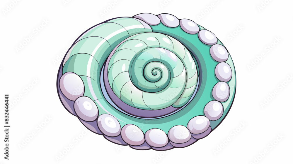 Poster Amidst a sea of colorful sea shells I spotted a smooth pearlescent spiral with intricate ridges and bumps. Describing the objects texture and shape. Cartoon Vector.