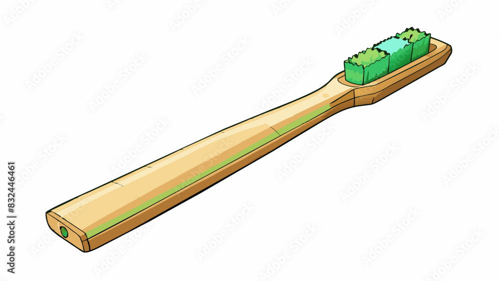 Poster alternative 4 a biodegradable bamboo toothbrush with soft bristles packaged in recycled cardboard in
