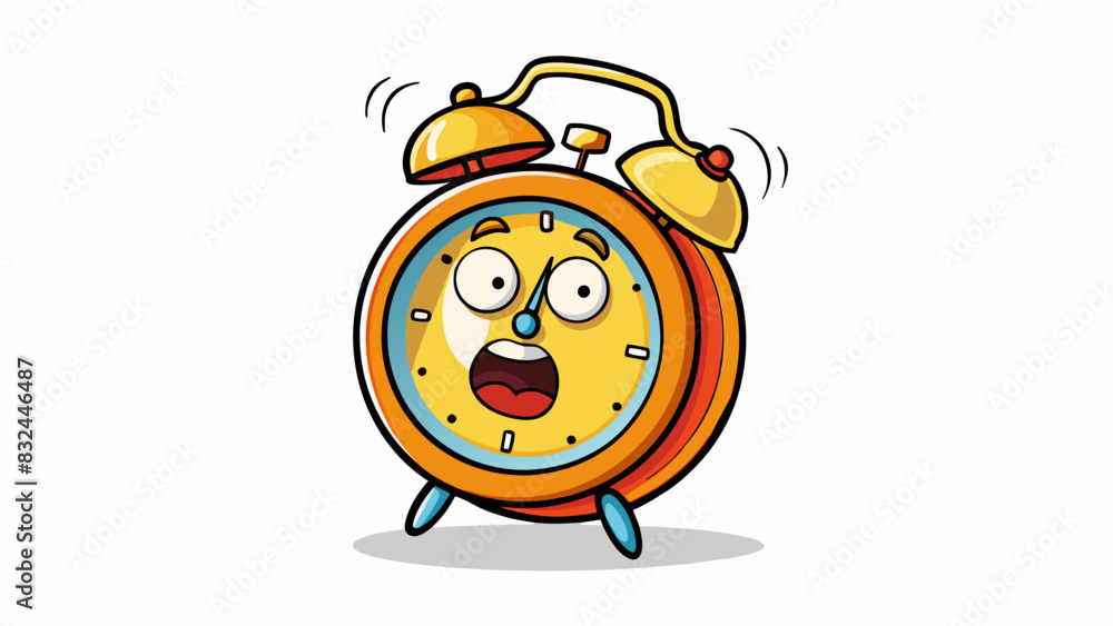 Aufkleber An alarm clock with a loud persistent buzzing sound alerting the sleeper that it is time to wake up or be late for soing.. Cartoon Vector.
