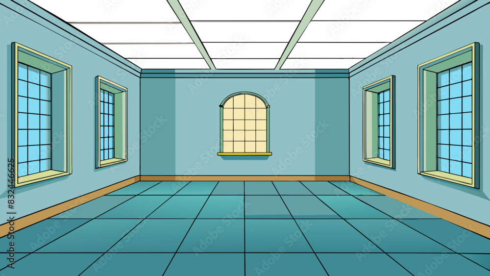 Aufkleber An empty room with white walls no furniture and no decor creating a sense of emptiness and serenity.. Cartoon Vector.