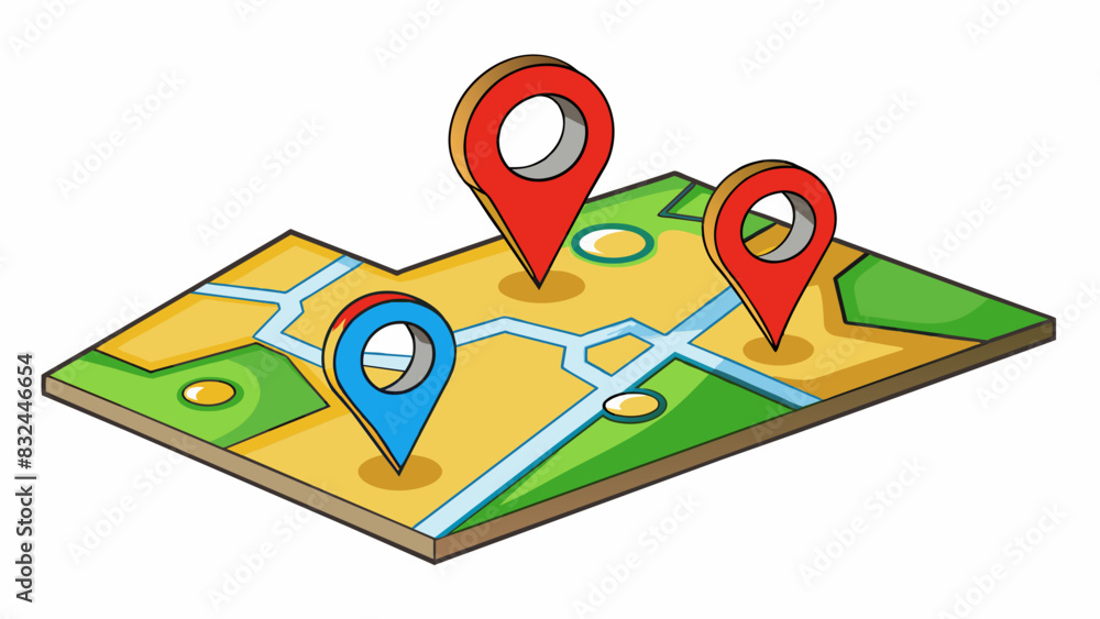 Aufkleber An estimated distance Visualize a map with general distance markers instead of exact measurements. This gives a rough idea of the distance between two. Cartoon Vector.