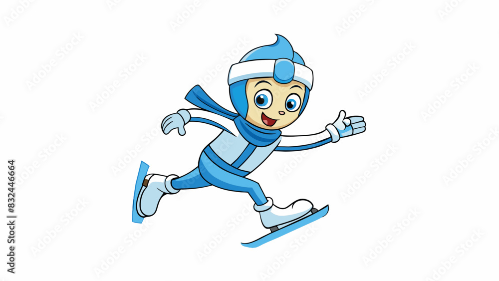 Poster An ice skater gliding gracefully on the ice their blades creating a slippery surface for them to move on.. Cartoon Vector.