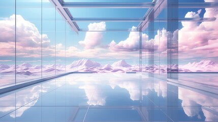 Fototapeta premium Virtual Reality Landscape Side view Escape to VR Futuristic tone Colored pastel
