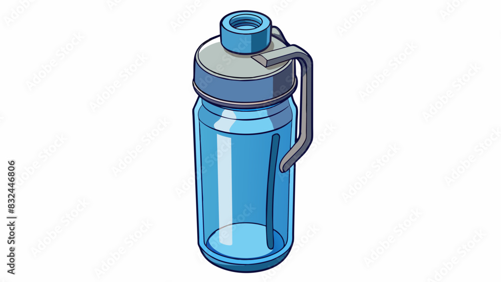 Poster an updated water bottle with a spillproof lid and a builtin filter. the bottle is made of durable bp