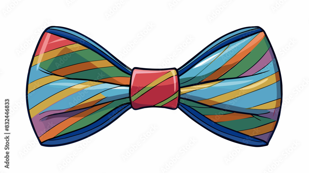 Aufkleber Another type of tie is a bow tie which is made of a shorter piece of cloth and is worn around the neck in a symmetrical pattern. It is generally made. Cartoon Vector.