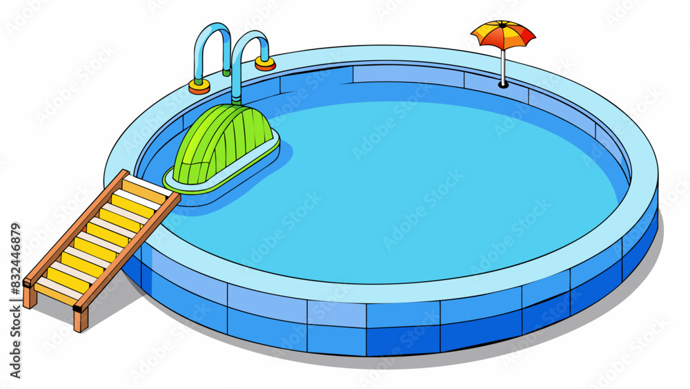 Poster an ovalshaped pool with a gradual slope on one end and a diving board on the other. the water is a c
