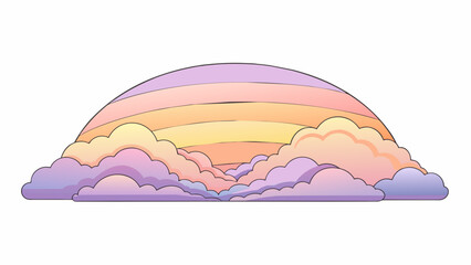 As the sun began to set the sky was filled with a soft pastel palette of pinks oranges and purples like a beautiful bloom stretching across the. Cartoon Vector.