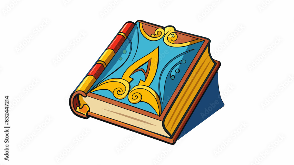 Aufkleber At the beginning of a book initial is the first letter of the first chapter. It is usually larger and more decorative than the rest of the text and is. Cartoon Vector.