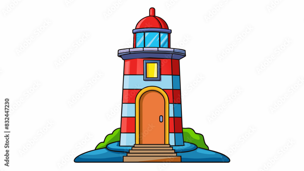 Poster at the entrance of the port there is a towering lighthouse to guide ships safely into the harbor. th