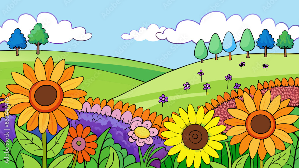 Poster colorful fields as you traverse through the country youll pass by vibrant fields of wildflowers in f