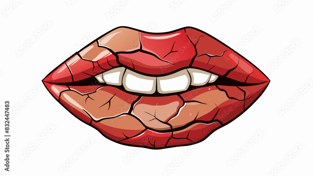 Poster cracked and dry these lips have visible cracks and lack moisture making them prone to flaking and di