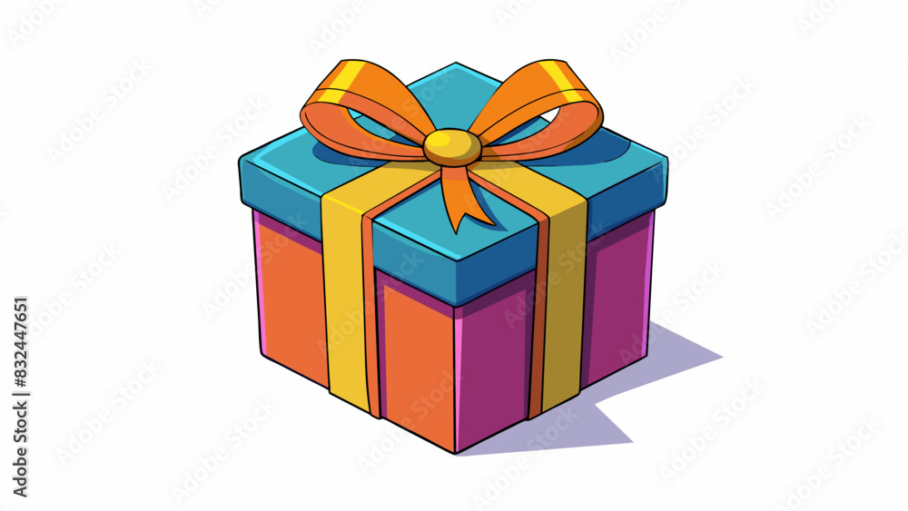 Poster expecting a gift a brightly wrapped package with a colorful bow on top. the box feels light and deli