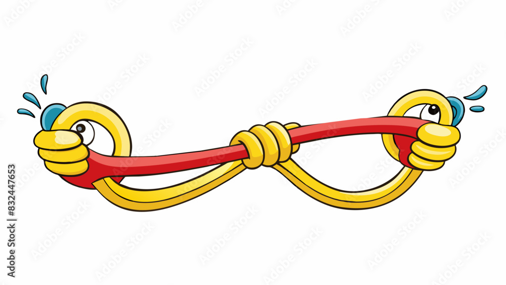 Poster Exhibit the flexibility of a rubber band by stretching it between your fingers and watching it bounce back into shape when released.. Cartoon Vector.