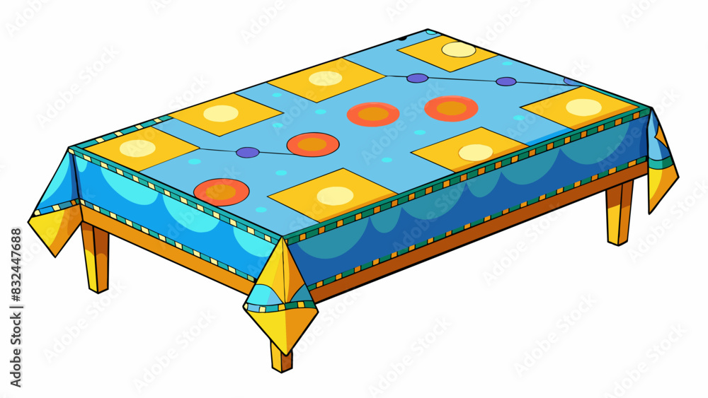 Aufkleber Found in most households this object is a rectangular piece of cloth with different patterns and colors. It is used to protect tables from spills and. Cartoon Vector.