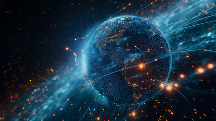 Illuminated Nighttime Earth with City Lights From Space