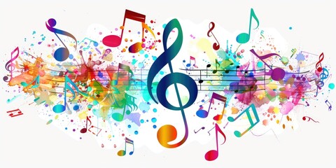 a image of a colorful music note with many musical notes