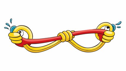 Exhibit the flexibility of a rubber band by stretching it between your fingers and watching it bounce back into shape when released.. Cartoon Vector.