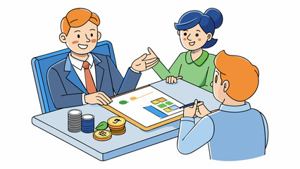 Financial Assessment A financial advisor assesses a clients financial situation by looking at their income expenses assets and debts. They also. Cartoon Vector.