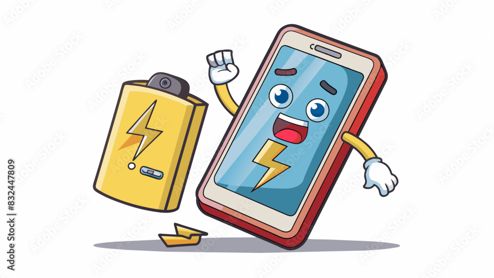 Aufkleber I bought a new phone but the battery drains quickly even when not in use. It seems to have a defect that affects its battery life.. Cartoon Vector.