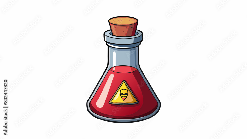 Poster I carefully examined the fourth object a small glass bottle with a cork stopper. Inside there was a liquid of deep ruby red color glimmering under the. Cartoon Vector.