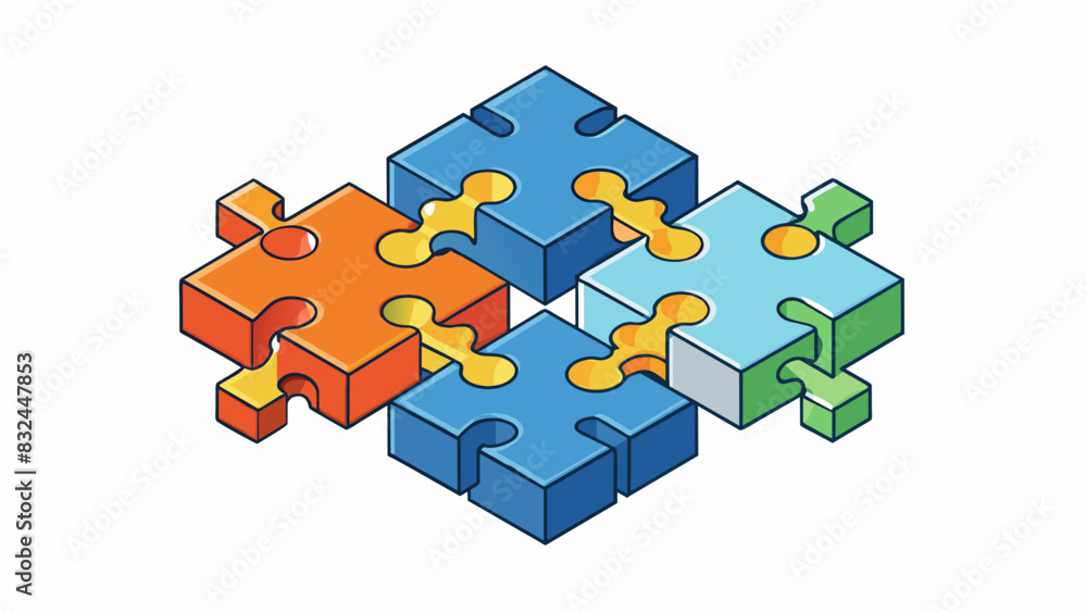 Aufkleber Imagine a puzzle with multiple pieces that can only fit together in a certain way. Each piece represents a module and when put together they form a. Cartoon Vector.
