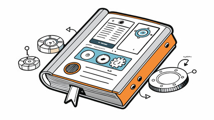 Howto manual This instructional manual offers detailed explanations and diagrams for operating a new gadget. The diagrams are in black and white and. Cartoon Vector.