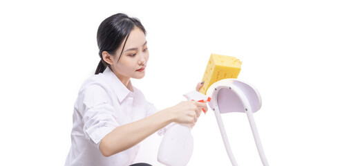 Asian woman cleaning image