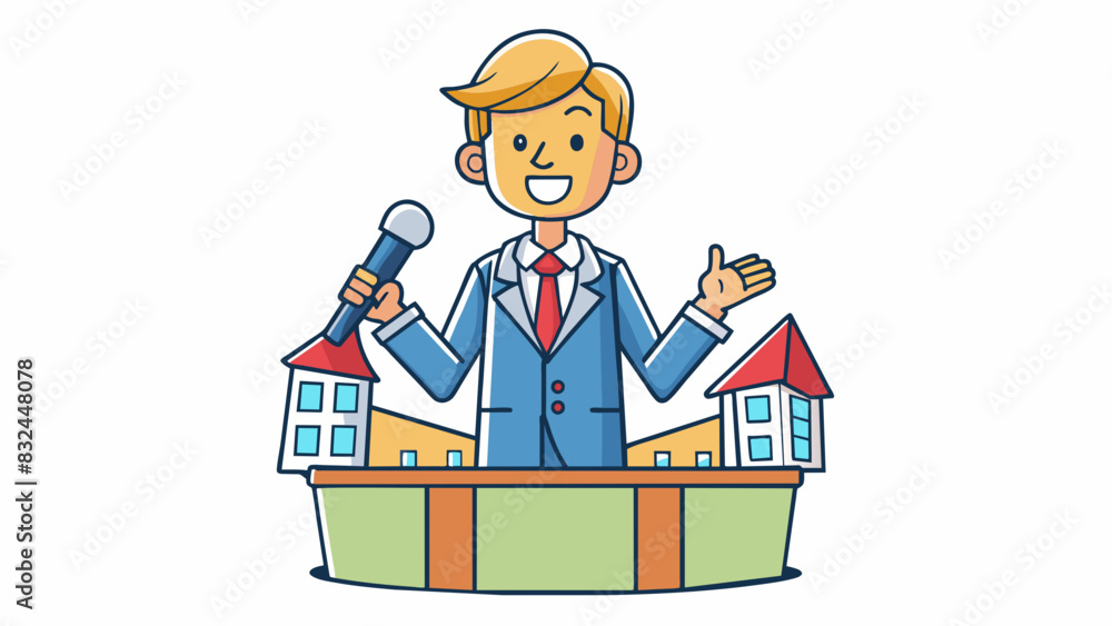 Poster in community gatherings the councillor is often seen standing on a makeshift stage holding a microph