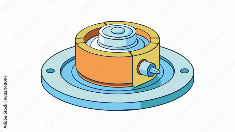 Poster In a household appliance a motor is often a small circular object located at the bottom of the device. It has a plastic exterior and can be seen. Cartoon Vector.