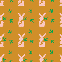 Bunnies and Carrots Seamless Vector Pattern Design