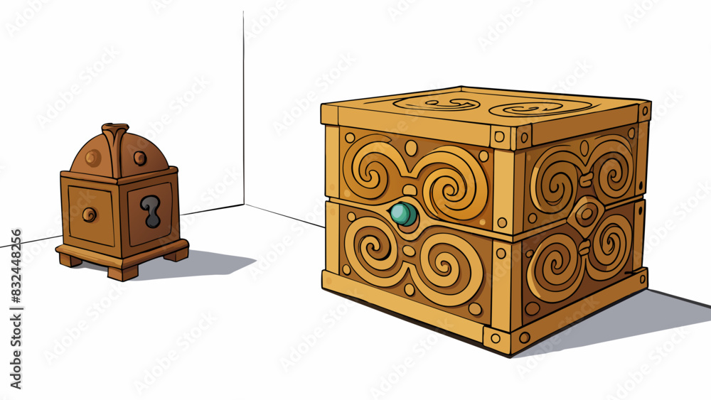 Poster in the corner of her room a small wooden box rested on her dresser. it was intricately carved with t