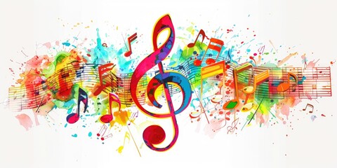 a image of a colorful music note with many musical notes