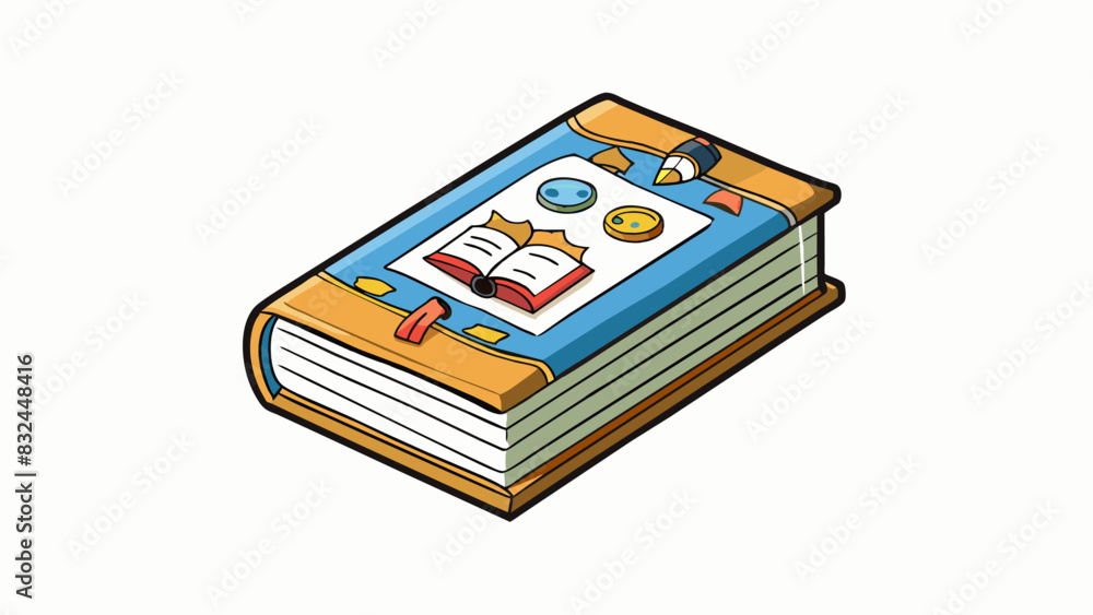 Poster inspecting a book the book has a soft paperback cover and is approximately 200 pages long. it is fil