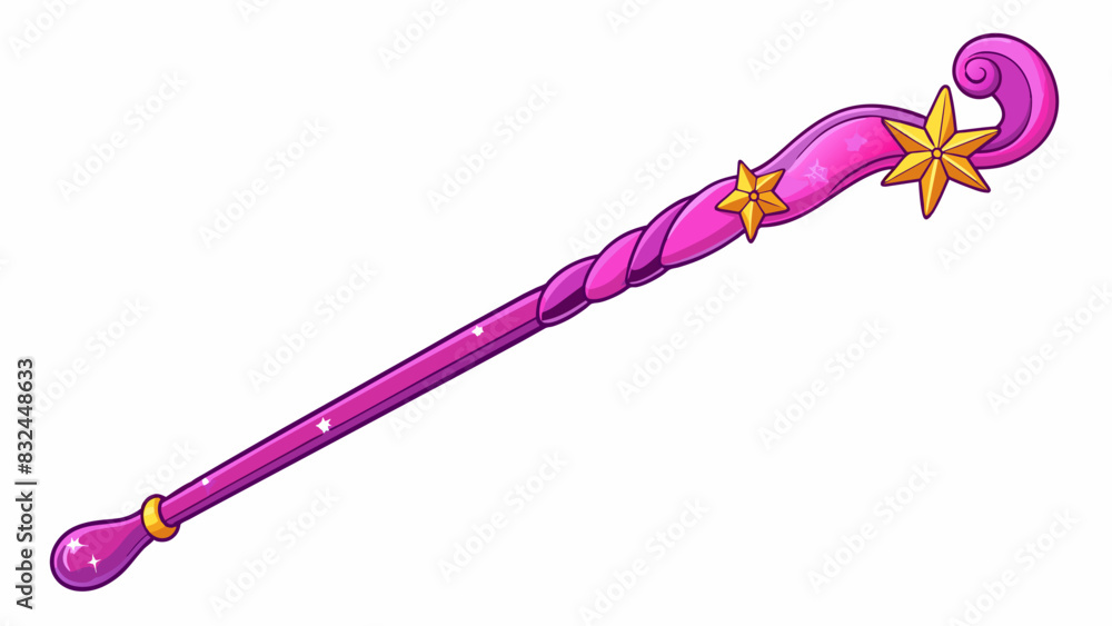 Poster Moving on to a long thin object that resembles a wand. It is made of a light flexible material and has a curved at the end. The body of the wand is a. Cartoon Vector.
