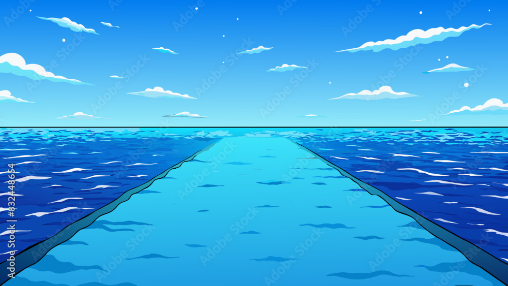 Poster neverending ocean horizon the endless expanse of shimmering blue water reaching out to meet the sky 