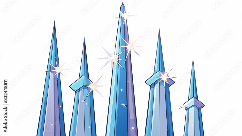 Poster One of the most striking features of the mar is the towering towering spires that seemingly defy gravity and reach towards the dark starspeckled sky.. Cartoon Vector.