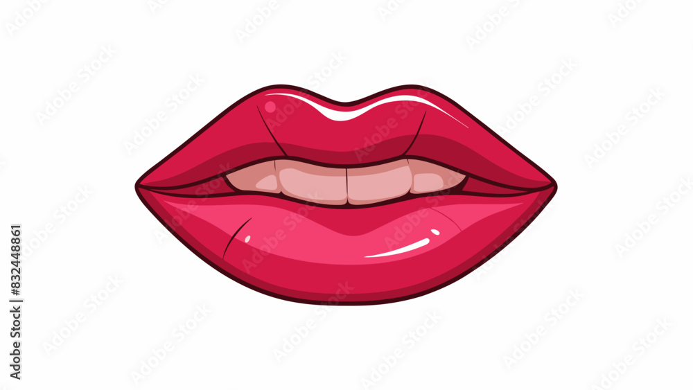 Aufkleber Plump and textured These lips have a slight pout and are slightly textured giving them an alluring and appearance.. Cartoon Vector.