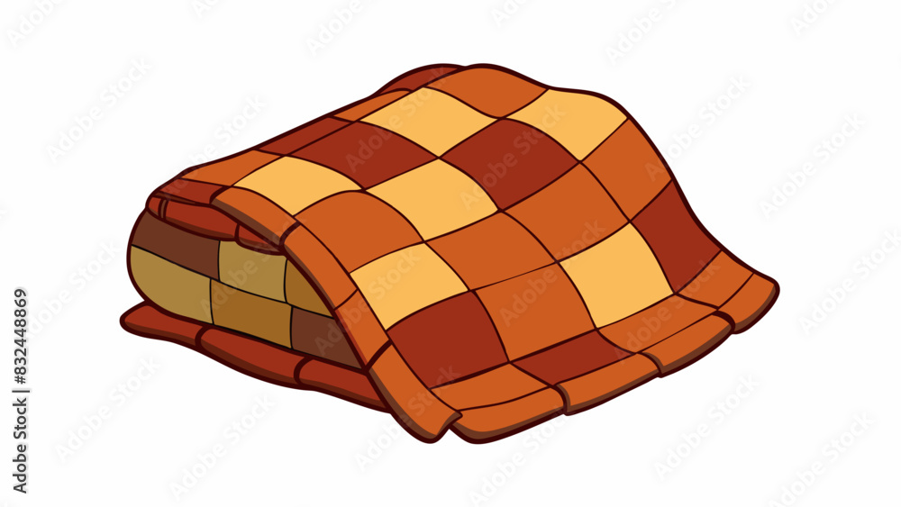 Poster cozy woolen blanket with a patchwork design in warm earth tones. it keeps you warm and comfortable s
